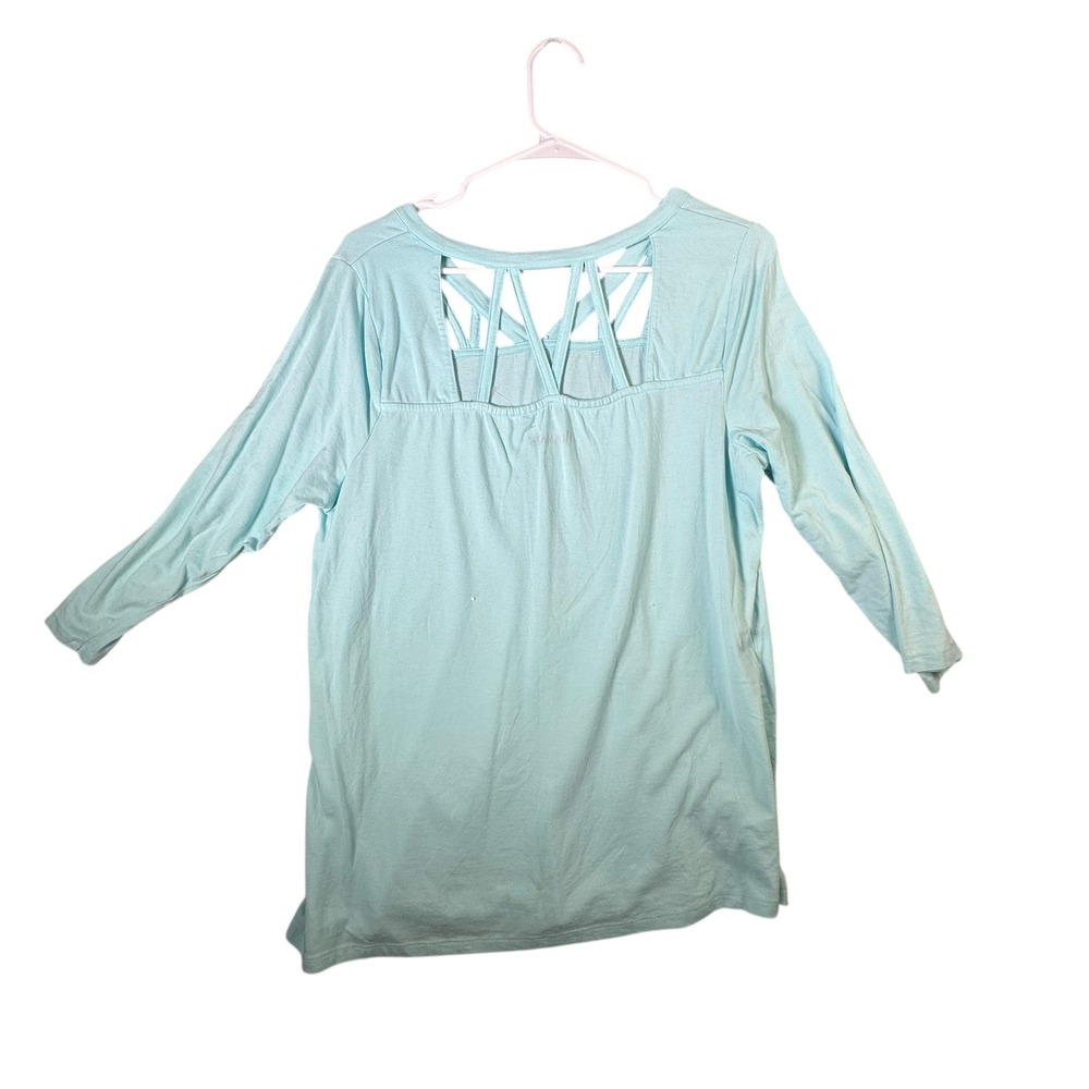 Roamans Plus Size Mint Green Lattice‎ Back Long Sleeve Tunic Top M 1416 - Picture 5 of 8